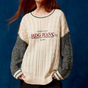 Urban outfitters BDG Jeans Cable Knit Spliced Sweater